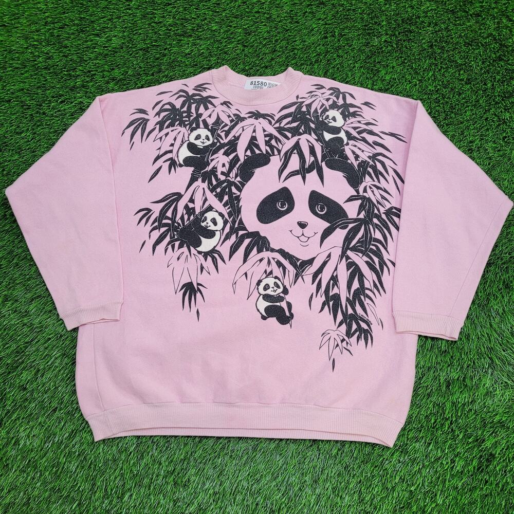 Vintage 1986 Panda Sweatshirt Womens Large 23x25 UNION Made